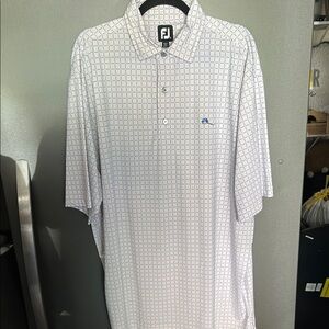 FootJoy Men's White and Blue Polo Shirt